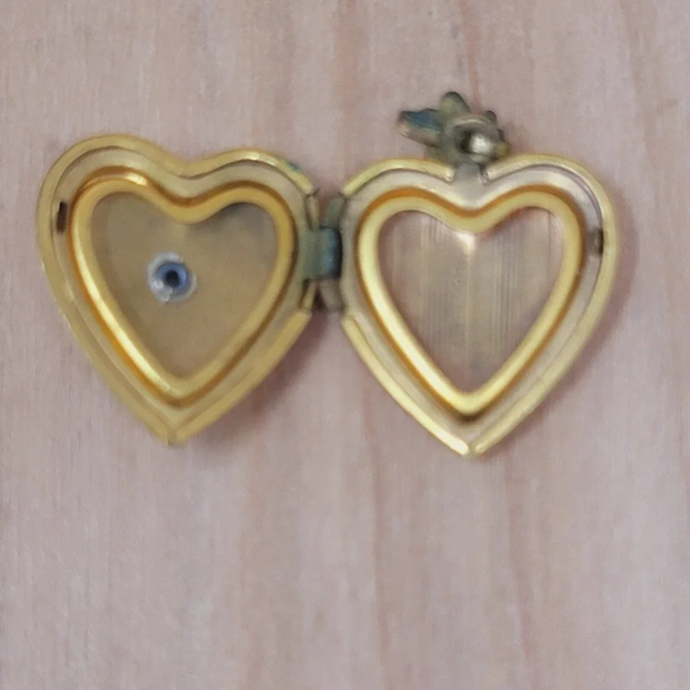 Mother of Pearl US Army Air Corp WW2 Heart Locket Pendant Gold Fill Sterling Sil